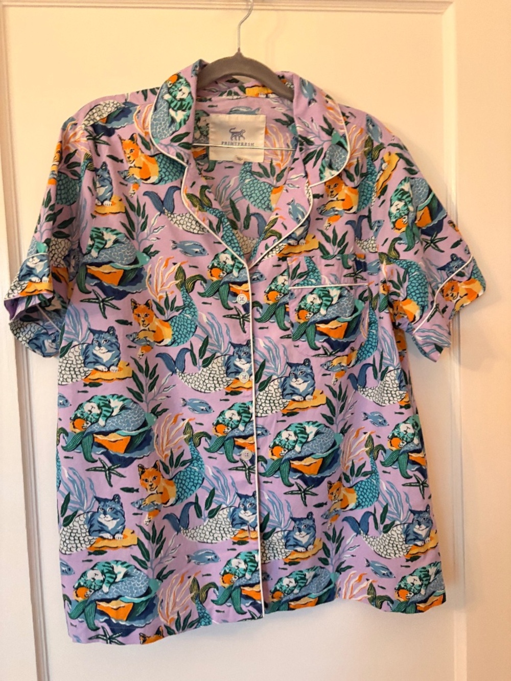 Print Fresh Short PJ Set in Meowing Mermaids